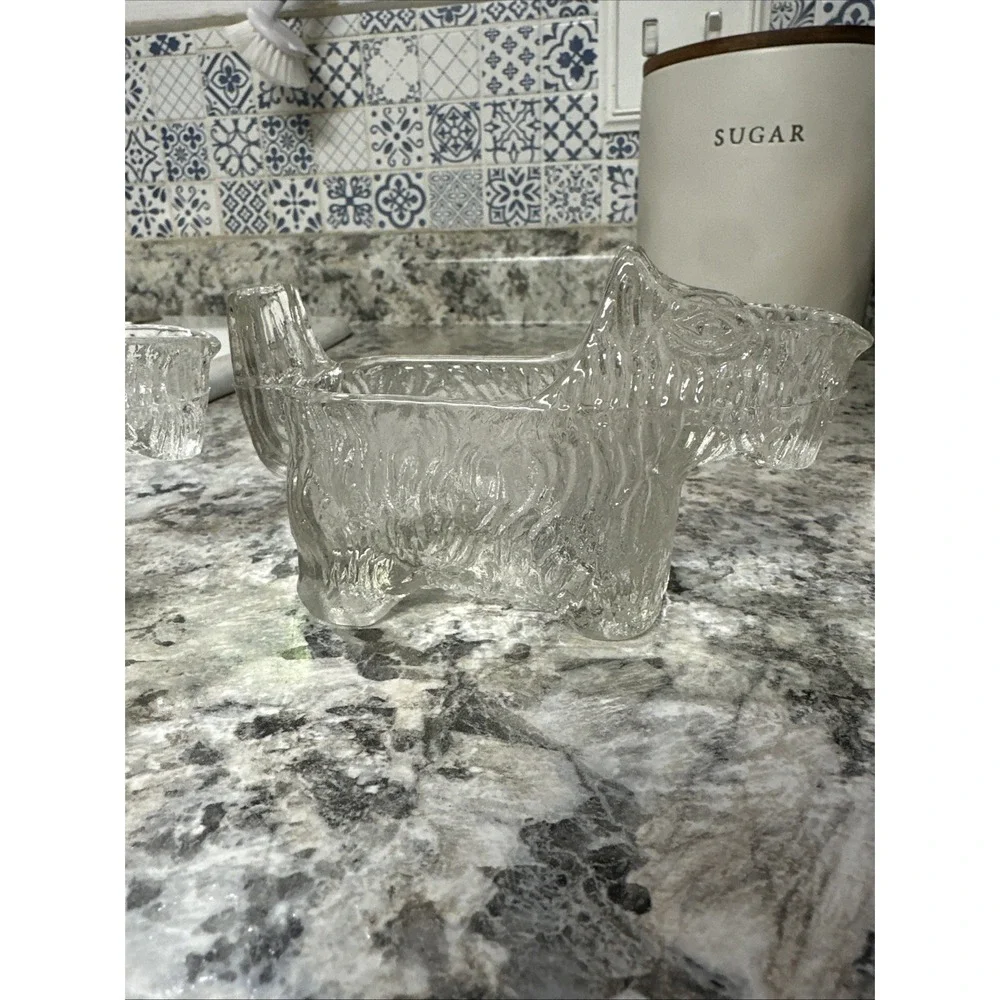 Vintage Scottie Dog Creamer 1930s Clear Glass‎ Post Cereal #28 LE Smith Glass Co